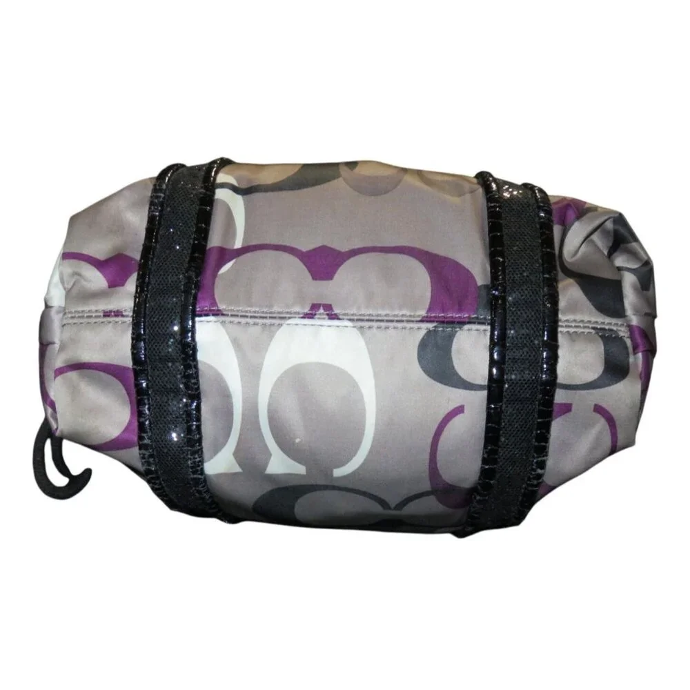 Coach Poppy Purple OP Art C Logo Signature Graffiti Glam Handbag
